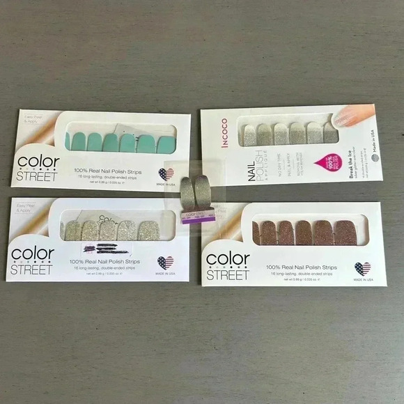 Color Street Nail Strips Incoco Bundle of 4 Glitter Solids NWT Retired Rare - Picture 1 of 6